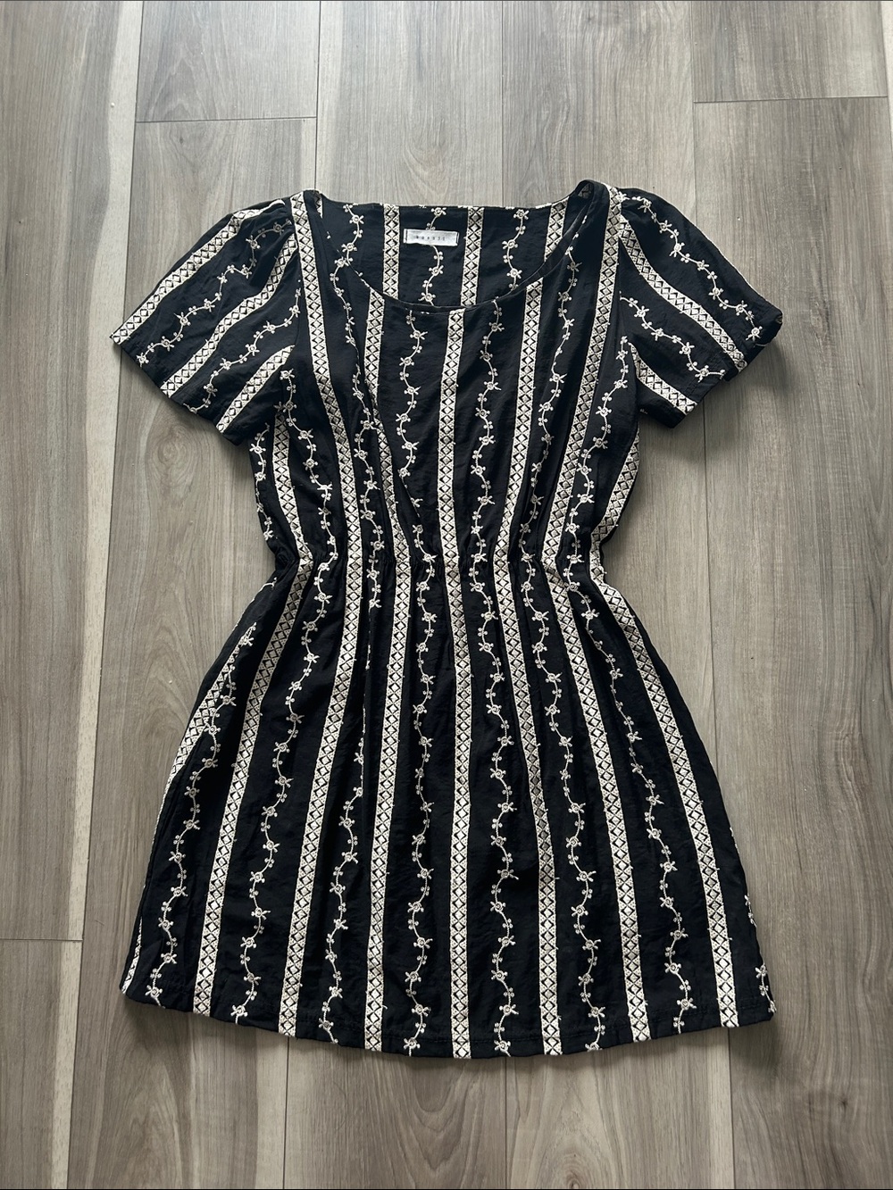 2010s Japanese Black Embroidered Fit & Flare Dress